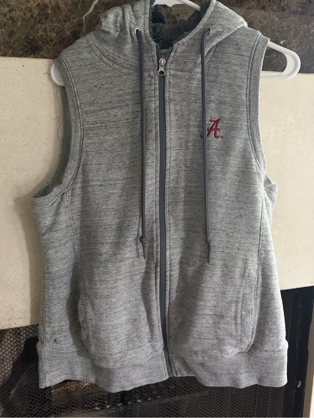 University of Alabama Gray Sleeveless Zip Hoodie